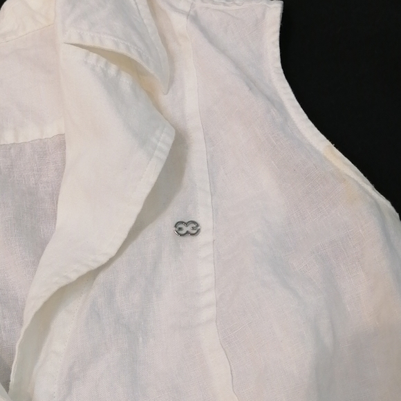 Escada White Linen Blouse Sleeveless Size … - Picture 5 of 13